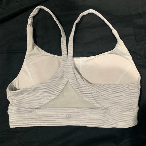 LULULEMON Train Times Bra 8 White / Grey Stripe - Picture 4 of 6